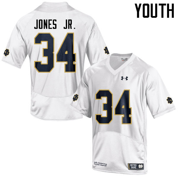 Youth NCAA Notre Dame Fighting Irish #34 Tony Jones Jr. Stitched College Under Armour Authentic White Football Jersey IL10K87TQ